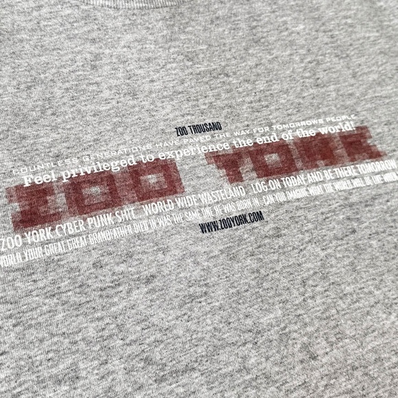 Zoo York Supreme Zoo Thousand T-Shirt Heather Grey Size M Vintage Y2k Streetwear - Picture 3 of 10